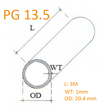 قطر خارجی و ضخامت لوله PG 13.5